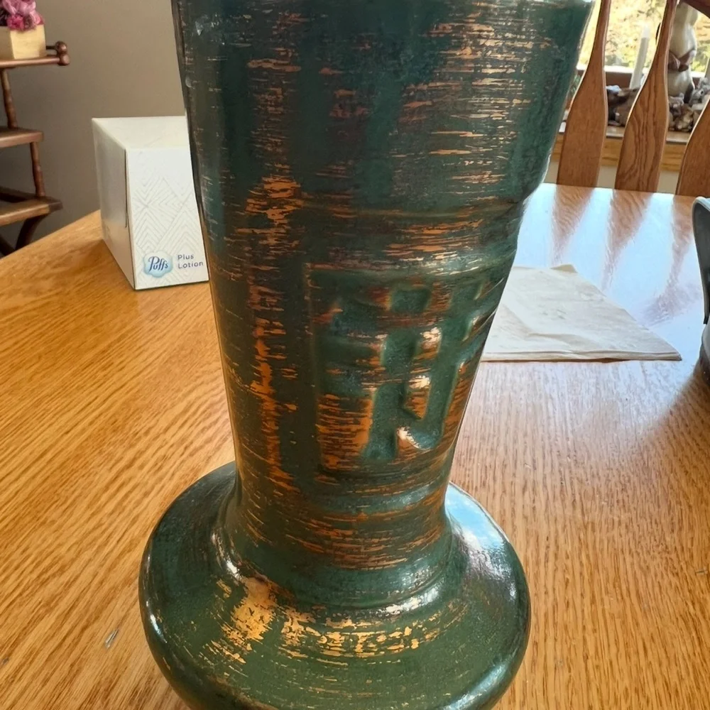 Vintage Savoy Pottery Hand Decorated Vase with Gold Highlights